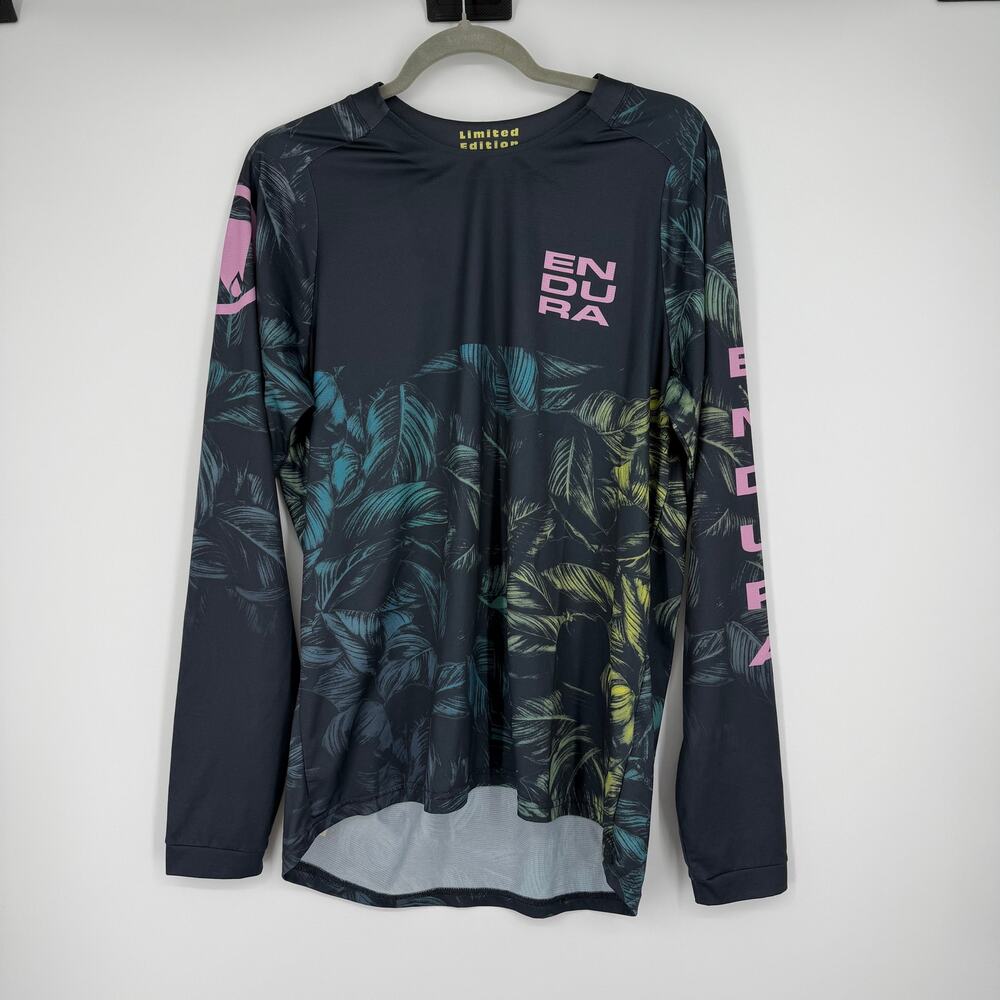 ENDURA Limited Edition Cycling Jersey SZ L Tropical Print EUC Long Sleeve